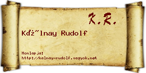 Kálnay Rudolf névjegykártya